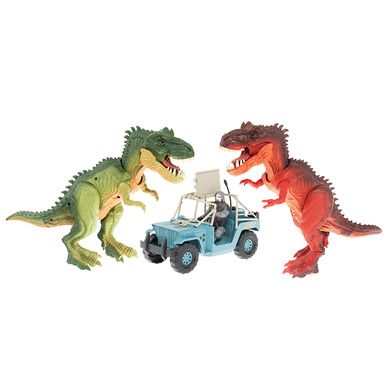Lanard, T-Rex Face Off, Lupta dinozaurilor, set de figurine cu masinuta