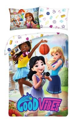 Lego Friends, set lenjerie de pat single, 140-200 cm