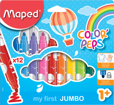 Maped, Color'Peps, carioci jumbo, 12 culori