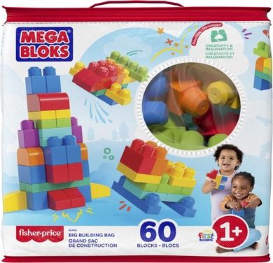 Mega Bloks, geanta cu blocuri, albastru, set de constructie, 60 piese