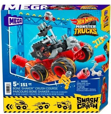 Mega Bloks, Hot Wheels Monster Trucks, Bone Shaker Crush Course, set de constructie