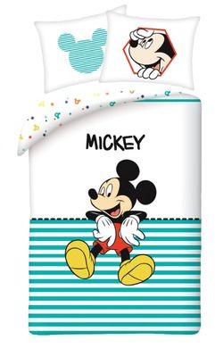 Mickey Mouse, set lenjerie de pat single, 140-200 cm + 70-90 cm