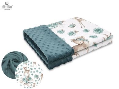 MimiNu, Caprioare, patura minky, verde, 75-100 cm