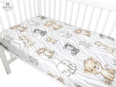MimiNu, Safari Natural, cearceaf din bumbac cu elastic, 60-120 cm