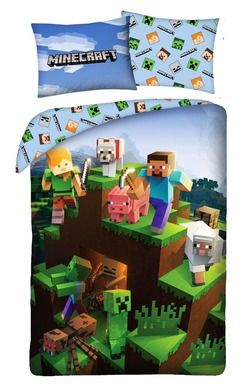 Minecraft, set lenjerie de pat single, 140-200 cm + 70-90 cm