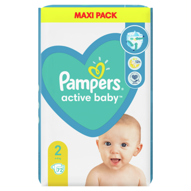 Pampers Active Baby, scutece marimea 2, 4-8 kg, 72 buc.