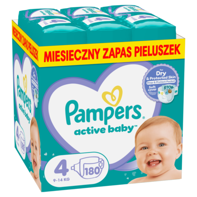 Pampers Active Baby, scutece marimea 4, 9-14 kg, 180 buc.