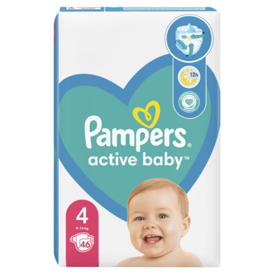 Pampers Active Baby, scutece marimea 4, 9-14 kg, 46 buc.