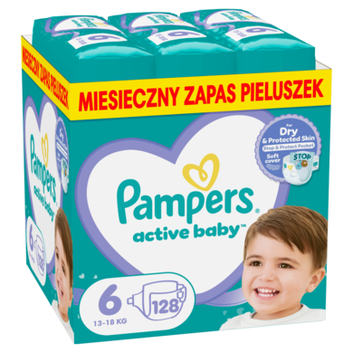 Pampers Active Baby, scutece marimea 6, 13-18 kg, 128 buc.