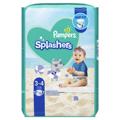 Pampers Splashers, scutece-chilotel pentru apa marimea 3-4, 6-11 kg, 12 buc.