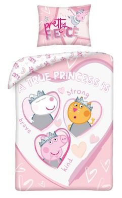 Peppa Pig, set lenjerie de pat single, 100-135 cm + 40-60 cm