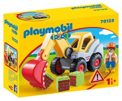 Playmobil, 1.2.3, Excavator cu brat mobil, 70125