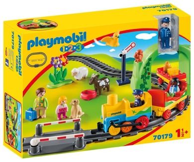 Playmobil, 1.2.3, Tren cu statie, 70179