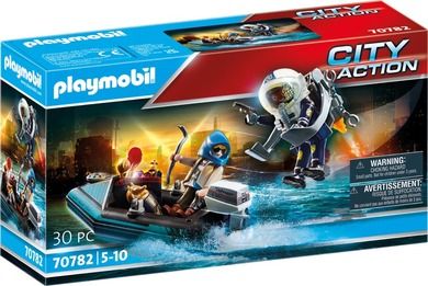 Playmobil, City Action, Jet Pack de politie si barca, 70782