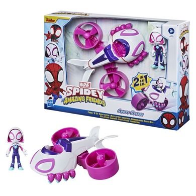 Spidey And His Amazing Friends, figurina Ghost-Spider cu vehicul 2w1