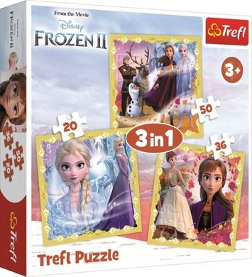 Trefl, Frozen 2, Puterea Annei si a lui Elsa, puzzle 3in1, 106 piese