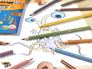Bic, Kids, Eco Evolution Stripes, creioane, 18 culoare