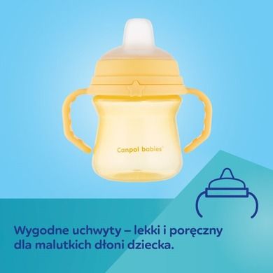 Canpol babies, FirstCup, canita anti-varsare cu duza din silicon, galben, 250 ml