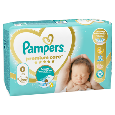 Pampers Premium Care, scutece marimea 0, < 3 kg, 30 buc.