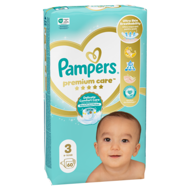 Pampers Premium Care, scutece marimea 3, 5-9 kg, 60 buc.