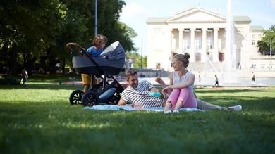 Kinderkraft, Prime, carucior multifunctional 2in1, negru + geanta Mommy Bag