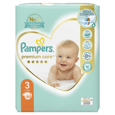 Pampers Premium Care, scutece marimea 3, 5-9 kg, 80 buc.