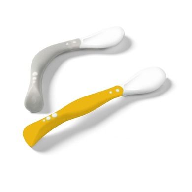 BabyOno, Lingurite flexibile pentru bebelusi, gri/galben, 2 buc.