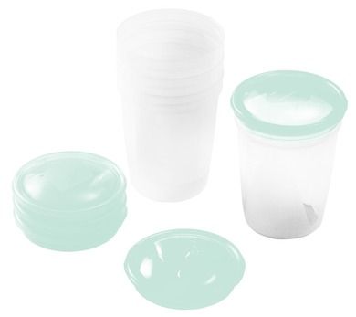 BabyOno, recipiente lapte cu capac, 4 buc. + capac cu cioc