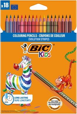 Bic, Kids, Eco Evolution Stripes, creioane, 18 culoare