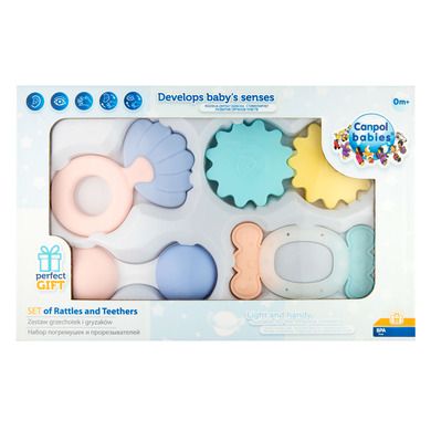 Canpol babies, set de jucarii zornaitoare cu elemente de dentitie, Pastel