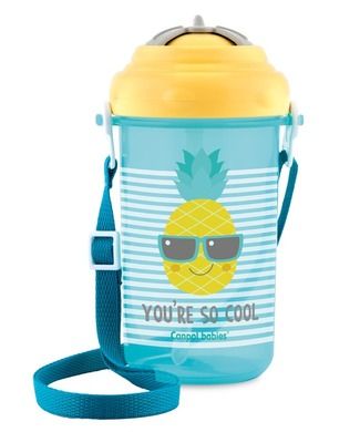 Canpol babies, So Cool, ananas, sticla de apa cu pai pliabil de silicon, 400 ml