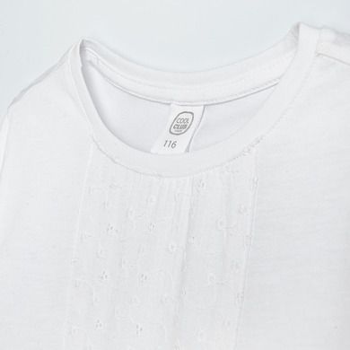 Cool Club, Bluza cu maneca lunga pentru fete, alb, broderie englezeasca