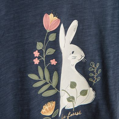 Cool Club, Bluza cu maneca lunga pentru fete, negru-grafit, imprimeu iepuras