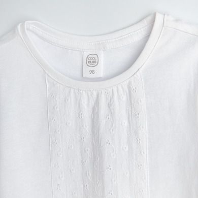 Cool Club, Bluza cu maneca scurta pentru fete, alb, imprimeu flori