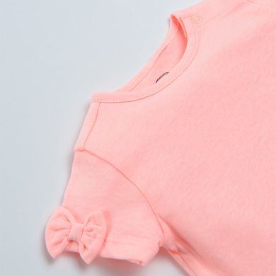 Cool Club, Bluza cu maneca scurta pentru fete, coral fluo, cu volanase