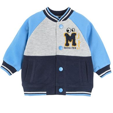 Cool Club, Bluza cu nasturi pentru baieti, gri-bleumarin, imprimeu Monster