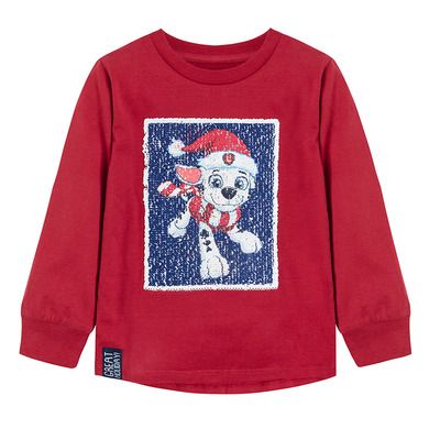 Cool Club, Bluza subtire pentru baieti, rosu, paiete duble, imprimeu Paw Patrol