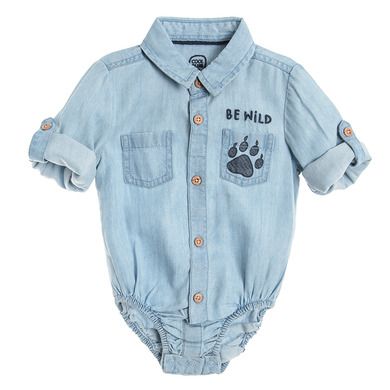 Cool Club, Body cu maneca lunga pentru baieti, denim, imprimeu Be wild