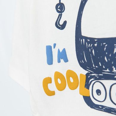 Cool Club, Body cu maneca lunga pentru baieti, ecru, imprimeu I'm cool