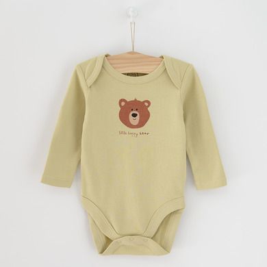 Cool Club, Body cu maneca lunga pentru baieti, verde, ecru, imprimeu animale salbatice, set 5 buc.