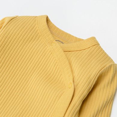 Cool Club, Body cu maneca lunga pentru bebelusi, din tricot striat, galben-mustar