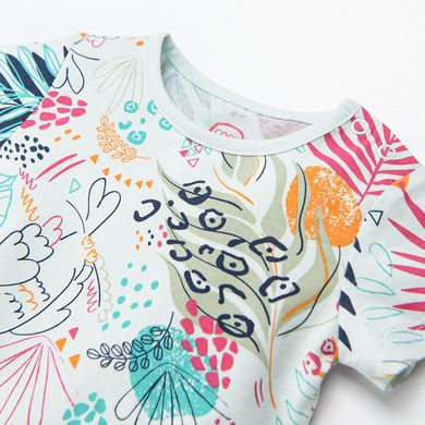 Cool Club, Body cu maneca scurta pentru fete, verde-menta, imprimeu flori
