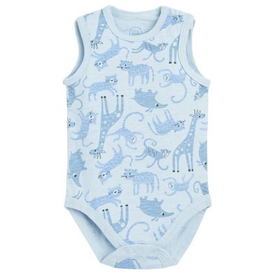 Cool Club, Body fara maneci pentru baieti, ecru, albastru, set, 2 buc.