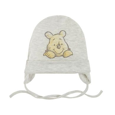 Cool Club, Caciula bebelusi, bumbac organic, gri melange, ecru, Winnie-the-Pooh, set, 2 buc.