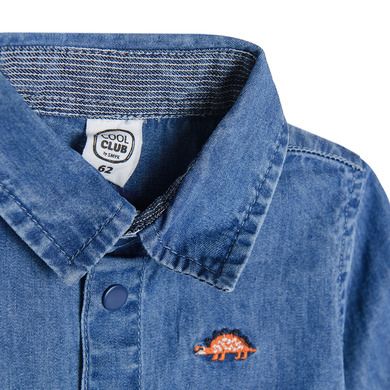 Cool Club, Camasa de blugi cu maneca lunga pentru baieti, denim, imprimeu dinozaur