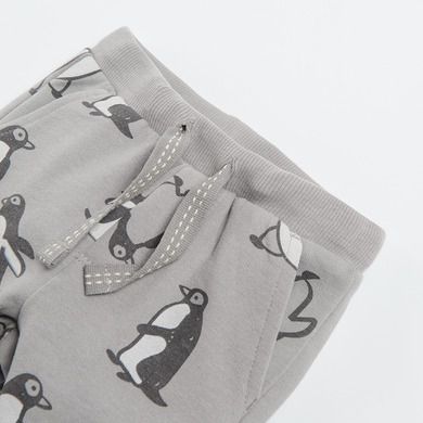 Cool Club, Pantaloni trening pentru baieti, gri, imprimeu pinguini