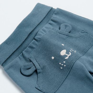Cool Club, Pantaloni trening pentru bebelusi, bumbac organic, albastru, ursulet
