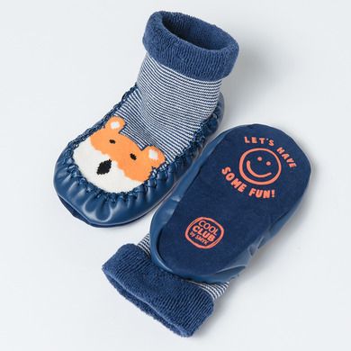 Cool Club, Papuci de casa tip soseta pentru baieti, bleumarin, model catelusi