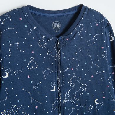 Cool Club, Pijama-salopeta pentru fete, bleumarin, imprimeu constelatii