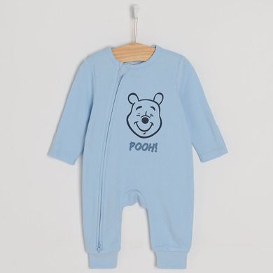 Cool Club, Pijama tip salopeta pentru baieti, albastru, imprimeu Winnie the Pooh, set, 2 buc.